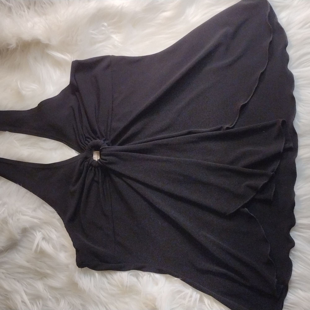 Papaya halter stretchy summer top black